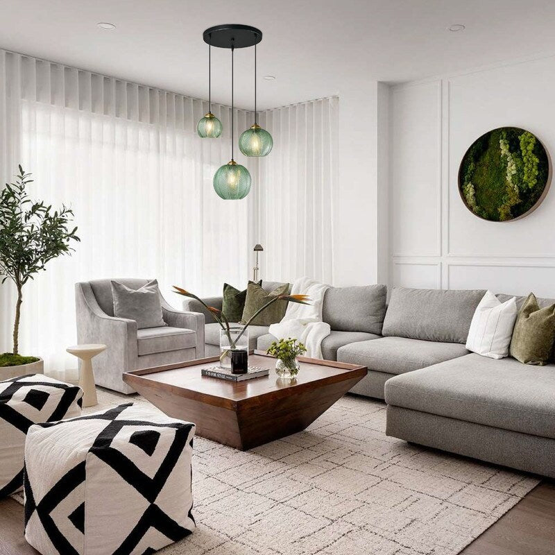 3 Different sizes pendant lamp fixture green island lights glass, metal pendant lights