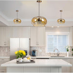 3-Light hanging lights gold kitchen island lights glass meta pendant lighting