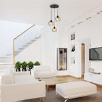 3-Light pendant light black and gold hanging lights glass, metal dining lights