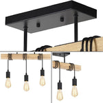 3-Light wood ceiling light Black rustic kitchen light fixtures Vintage farmhouse light fixtures ceiling
