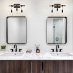 3 Lights vanity lights wood bathroom lights wood, metal wall lights