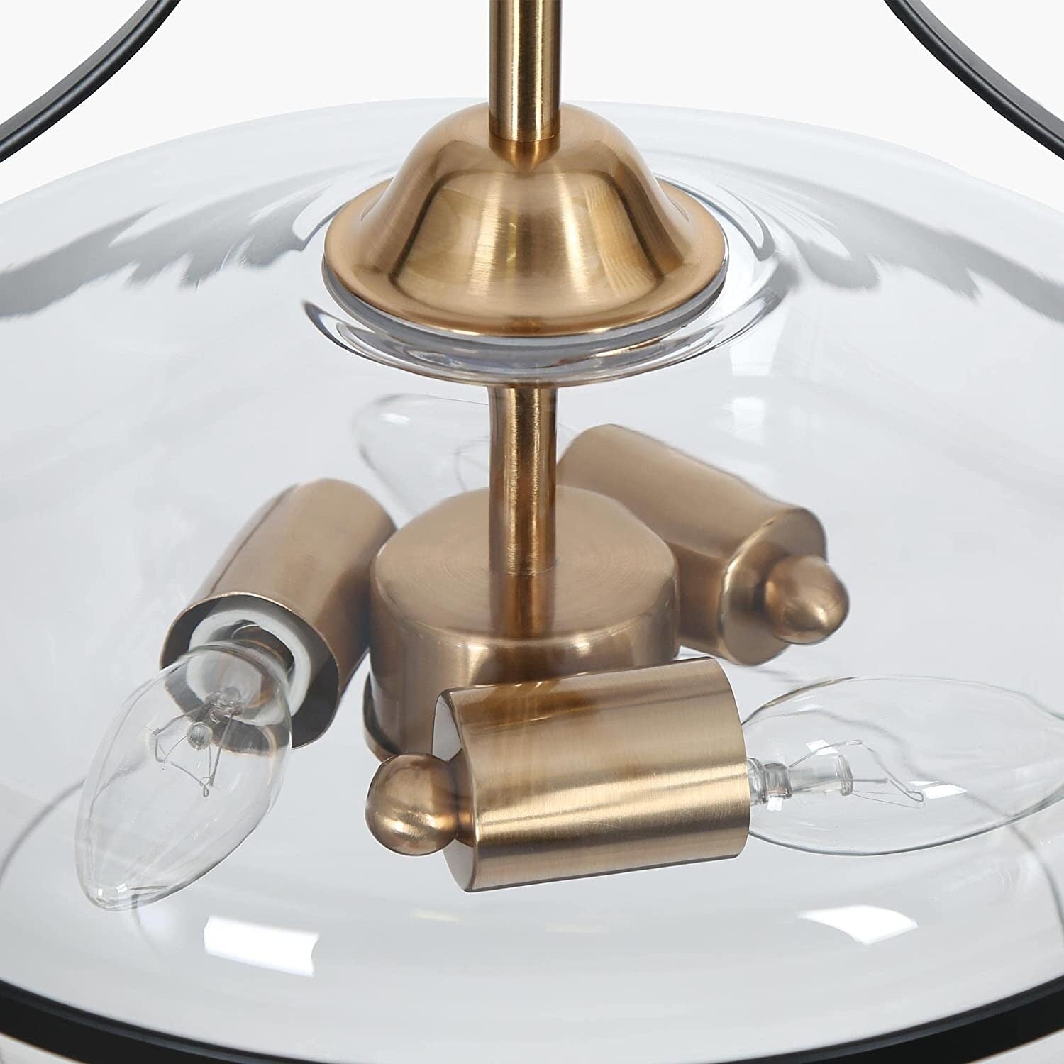 3 light black gold chandelier bell glass hanging light kitchen island pendant lamp