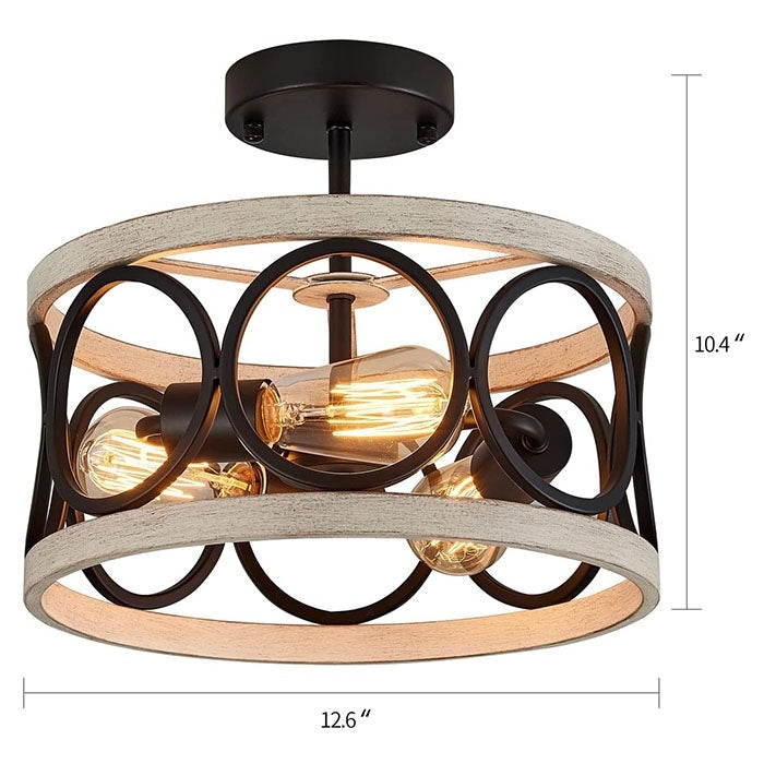 3 light farmhouse ceiling light fixture black drum ceiling lamp industrial flush mount ceiling lighting