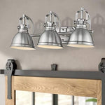 3 light vanity nickel wall light fixture with metal shade