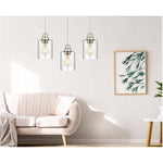 3 pack industrial pendant light fixture with glass shade