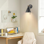 1 Light plug in wall sconce matte black, tristan sconce light metal wall lighting