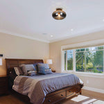 1 light flush mount light glass metal vanity light smoked glass shade ceiling light