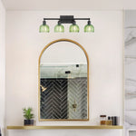 4 Light light bulb black base-green tulip bathroom light glass, metal lighting fixtures