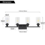 4 light black industrial wall light fixture with clear glass shade