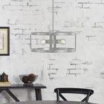 4 light drum chandelier industrial silver hanging light semi flush mount ceiling light fixture