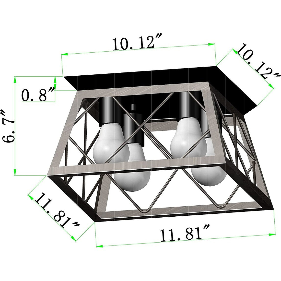4 light farmhouse ceiling light fixture semi flush mount ceiling lamp rust square island lighting