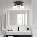2 light vanity lamp glass metal light fixtures bronze bathroom light
