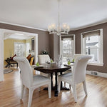 5 light frosted glass chandelier with nickel finish