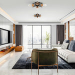 4 light kitchen lamp ‎metal wood Foyer light  black natural wood color ceiling light
