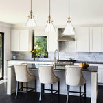 1-Light pendant light glass kitchen island gold white hanging fixture