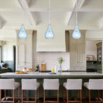 2 Pack kitchen island metal glass pendant light white blue farmhouse lighting
