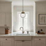 1-Light kitchen hanging pendant glass metal vintage light fixture antique small lamp