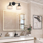 2  Light bulb lights black wall sconce glass, metal wall lights