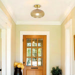 1-light ceiling light metal glass light fixtures amber gold semi flush mount