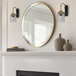 1-light bulb light metal glass light fixture gold black brass wall sconce