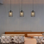 Cage ceiling fixture iron hanging lamp black and gold pendant light