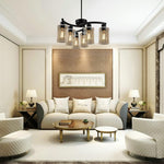 6-light dining light fixtures black pendant light glass, metal island lights