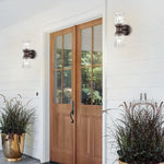 2-Light farmhouse wall sconces glass metal indoor wall light bronze vanity lighting