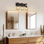 3 Light bathroom light fixtures black wall sconces glass, metal, wood wall light