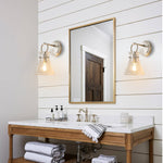 1 Pack bulb light brushed nickel wall sconce glass, metal wall light