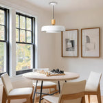 2 tiers mid century metal wood dining room matte white pendant lamp