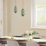 Vintage milk glass LED pendant light metal semi flush mount green ceiling fixture