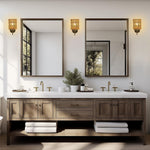 2 Pack bulb light gold light fixtures metal, rattan wall light