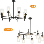 8 light black chandelier farmhouse glass pendant hanging light fixture