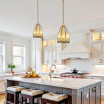 3-Light retro ceiling fixture gold antique chandelier glass metal vintage pendant light
