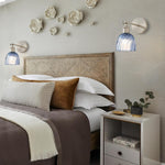 2 pack wall sconce iron glass light fixture grey blue wall lights