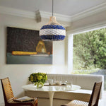 3 Light kitchen ighting blue white pendant lights  faux rattan pendant light