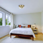 2 light flush mount light glass metal light fixture  brass bedroom lamps