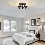 3 light flush mount light metal round spot light matte black bulb light ceiling