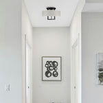 3 light flush light fabric iron shade lamp cream Entryway light