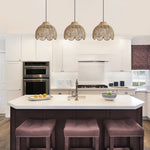 3 Pack hanging light vintage dining room light rattan pendant light