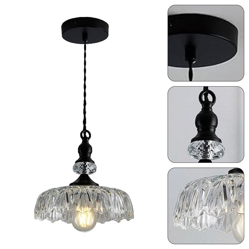 Adjustable hanging light black island lamps glass pendant light