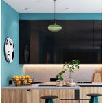 Adjustable height pendant light green hanging lights glass, metal kitchen island lights