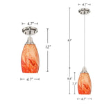 Amber Red glass pendant light Adjustable light cord Nickel over sink lighting fixtures
