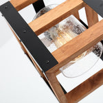 Black wood pendant light, island hanging light fixture with bubble glass shade