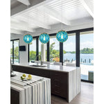 Blue globe pendant light coastal nautical hanging pendant lights