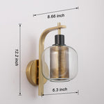E26 bulb industrial wall light gold,black and clear hallway light steel and glass bedroom lamps