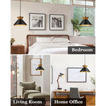 Farmhouse hanging lamp black pendant light metal,wood bedroom light