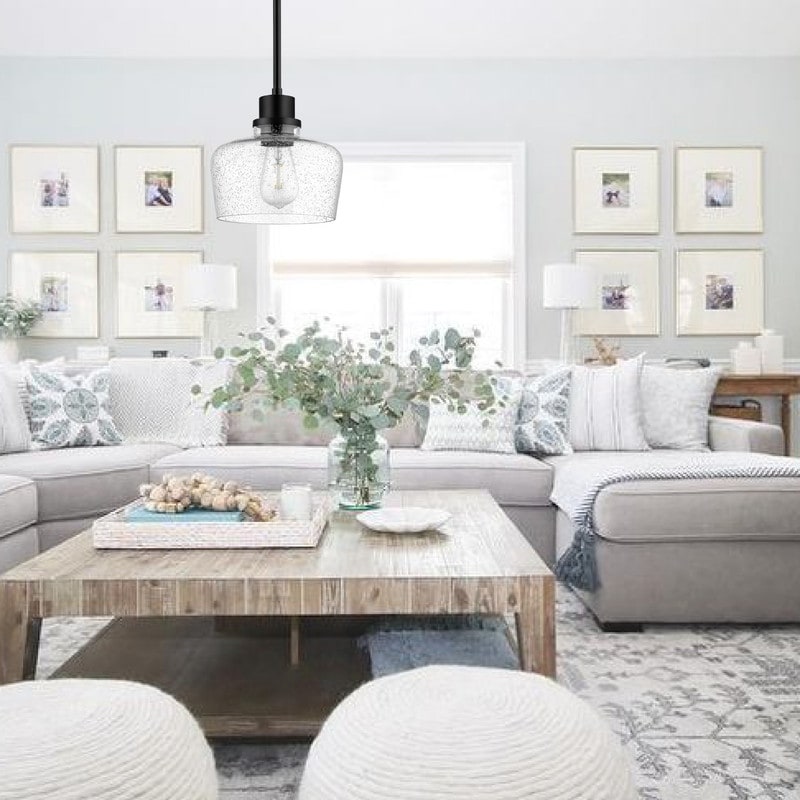 Farmhouse island lights black & seeded glass bathroom pendant light metal fixtures light