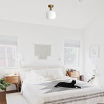 Farmhouse light fixture glass, metal ceiling lighting gold flush mount light