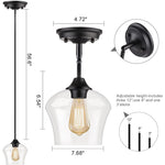 Glass Kitchen Light Fixtures Black Adjustable Hanging Lights for Kitchen